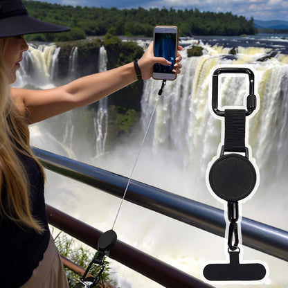 Soporte retráctil antirrobo para teléfono con correa de seguridad y clip para cinturón